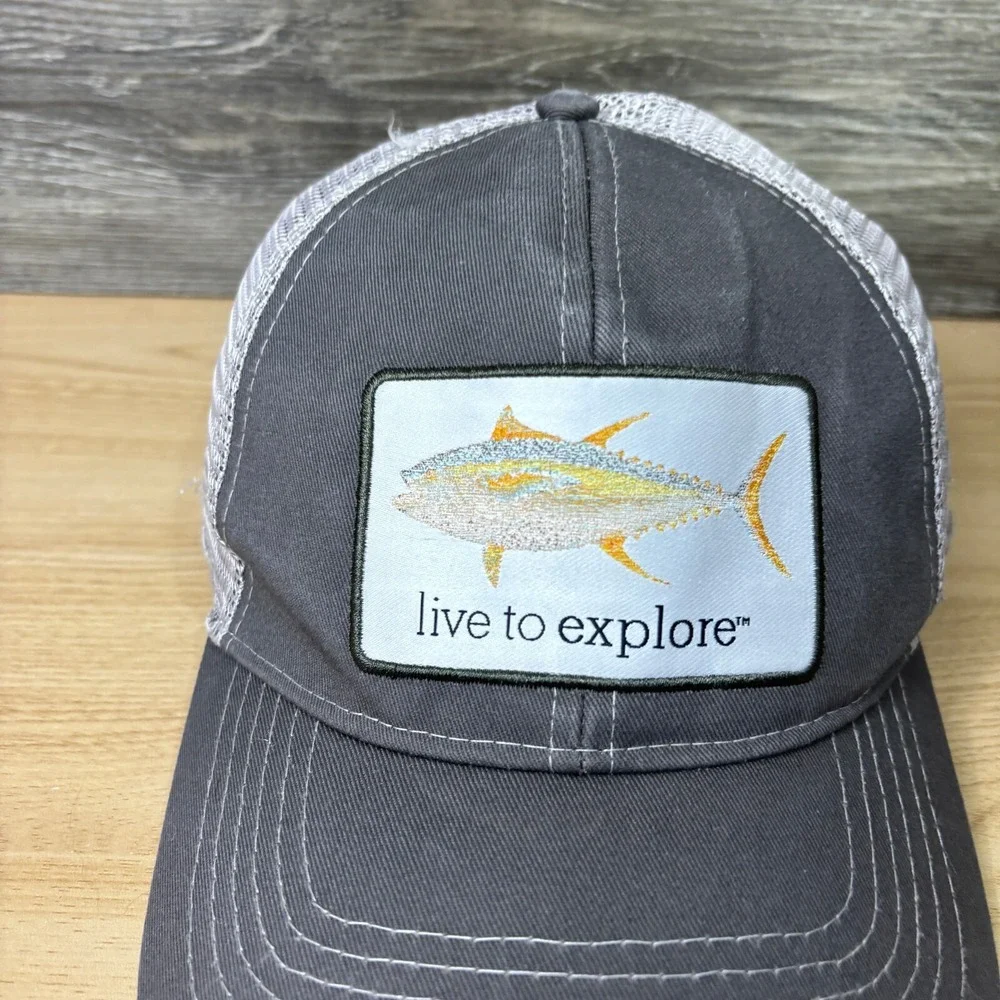 Magellan Outdoors‎ Hat Cap Snapback Gray Fish Patch Logo Outdoors Adjustable